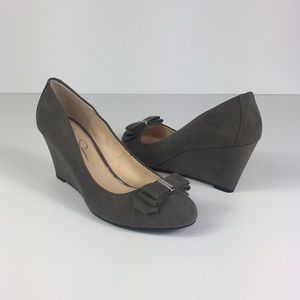 Jessica Simpson Grey Suede Like Wedges- Size 9.5